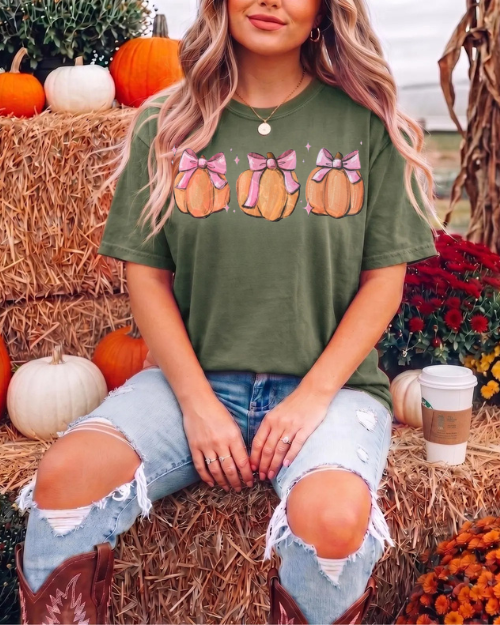 Bow Pumpkin Trio - Glitter Print