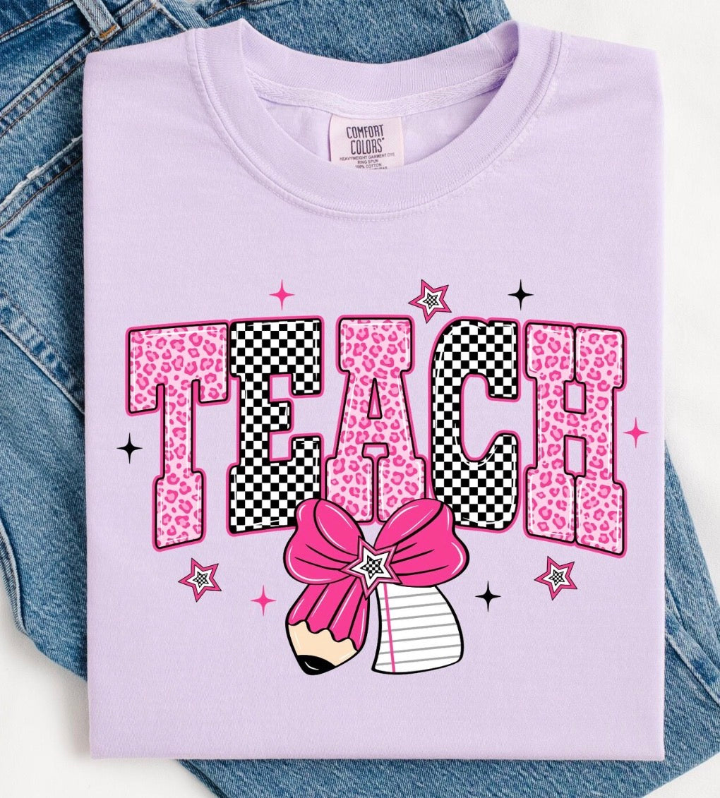 Teach Checkered - Glitter Print