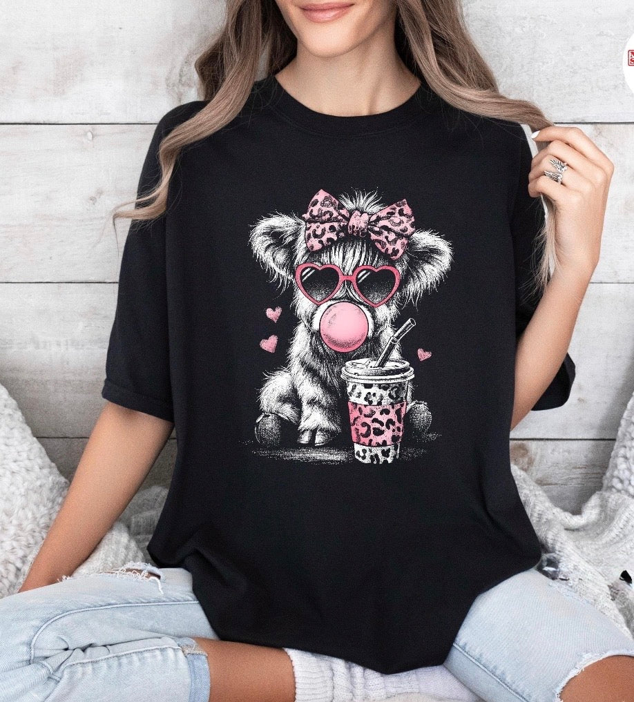 Pink Coffee Cow - Glitter Print