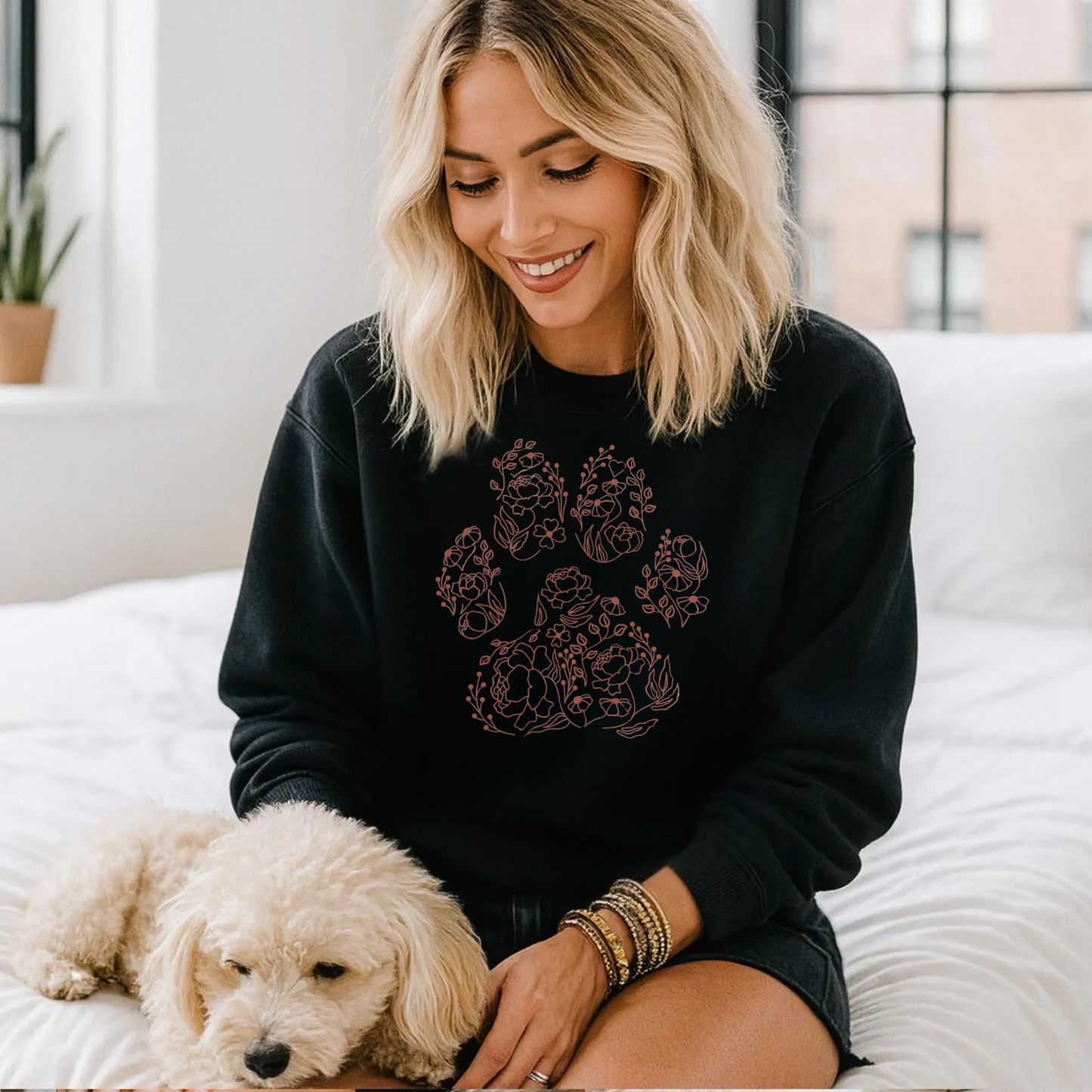 Floral Dog Paw - Mauve