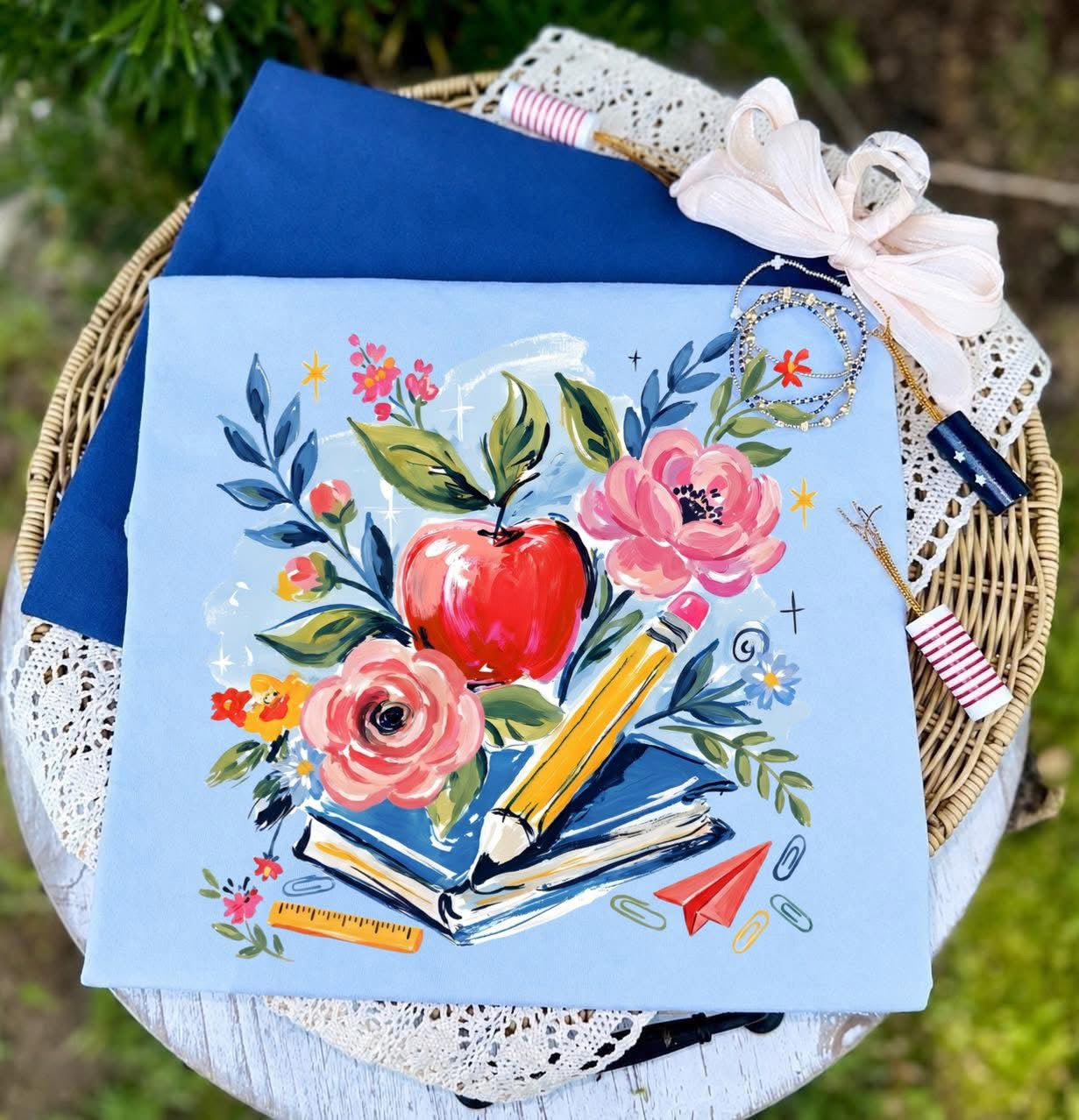 Watercolor Floral Apple