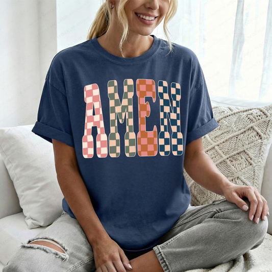 Amen Gingham - Glitter Print