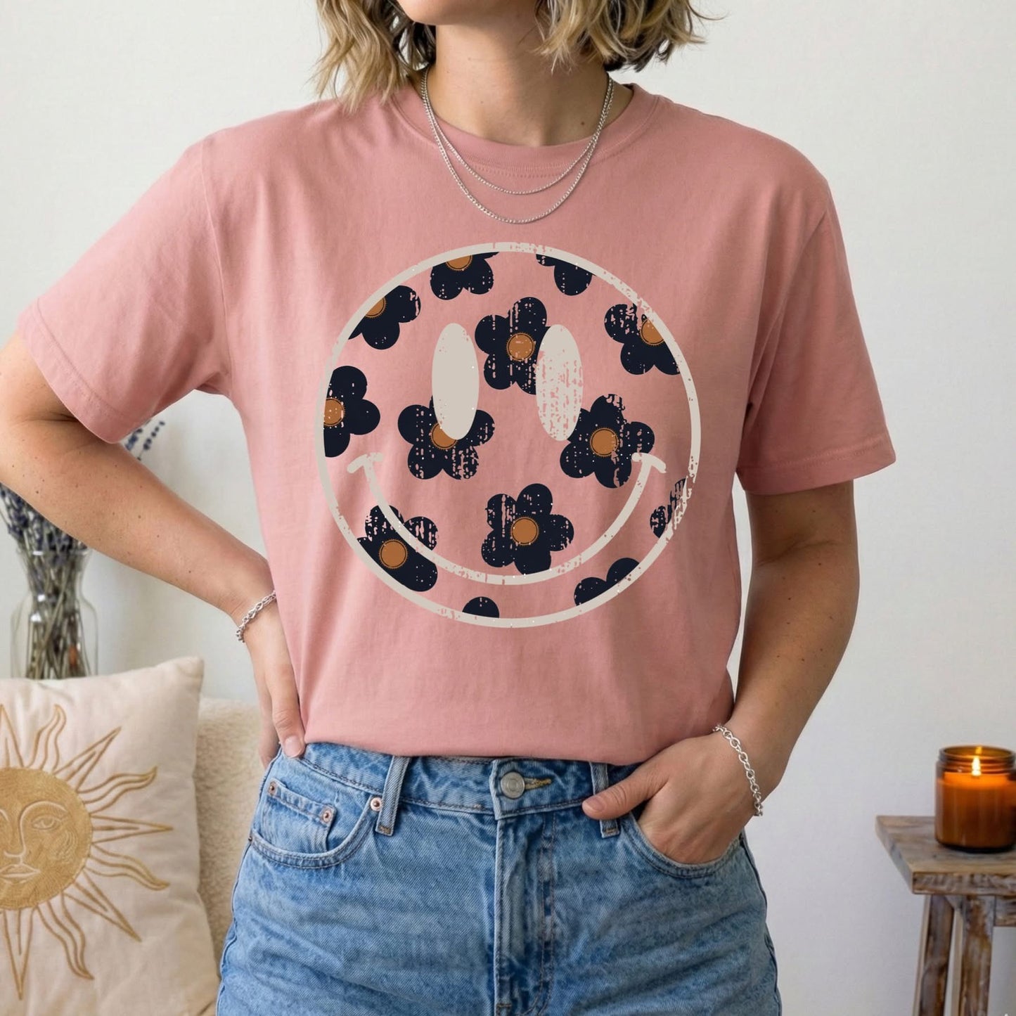 Black Flower Smiley
