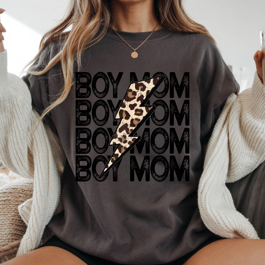 Boy Mom Leopard Bolt