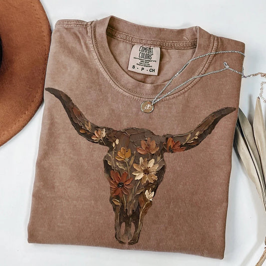 Painted Bull Skull