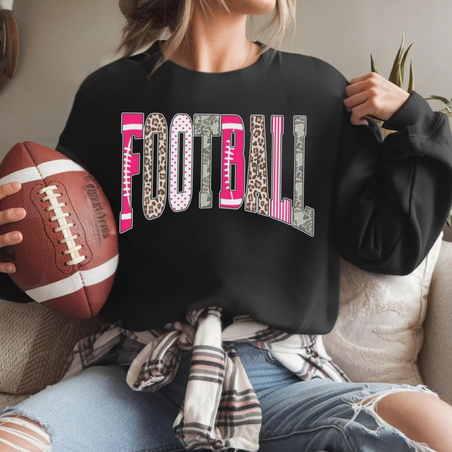Football Pink Pattern - Glitter Print