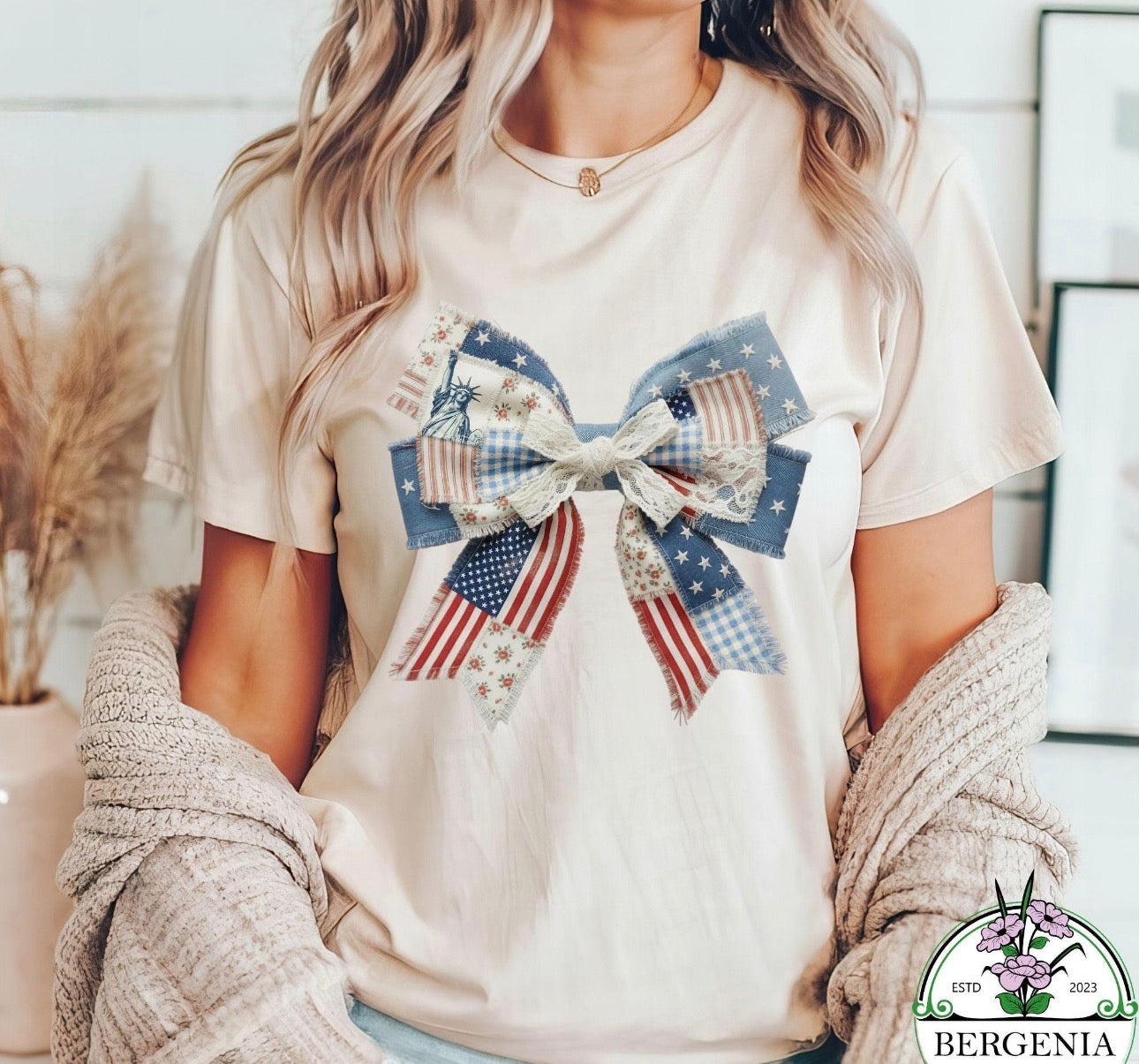 Patriotic Bow - Glitter Print