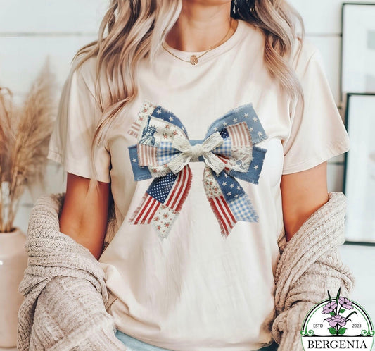 Patriotic Bow - Glitter Print