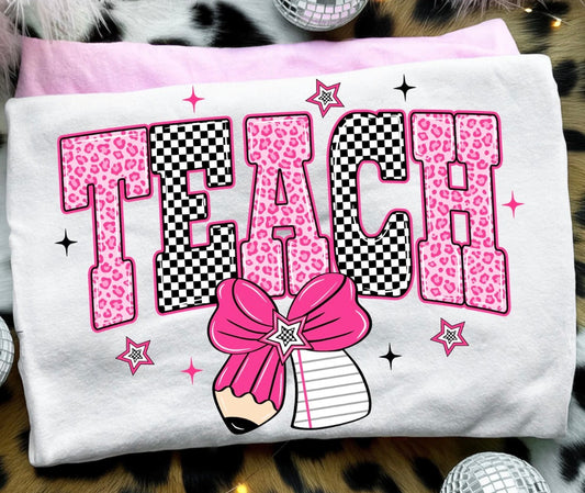 Teach Checkered - Glitter Print