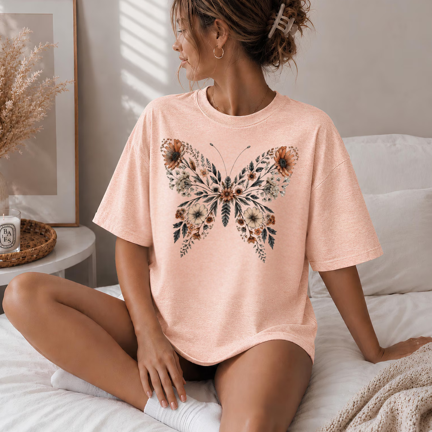 Neutral Floral Butterfly