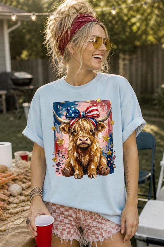 Patriotic Cow Bow - Glitter Print