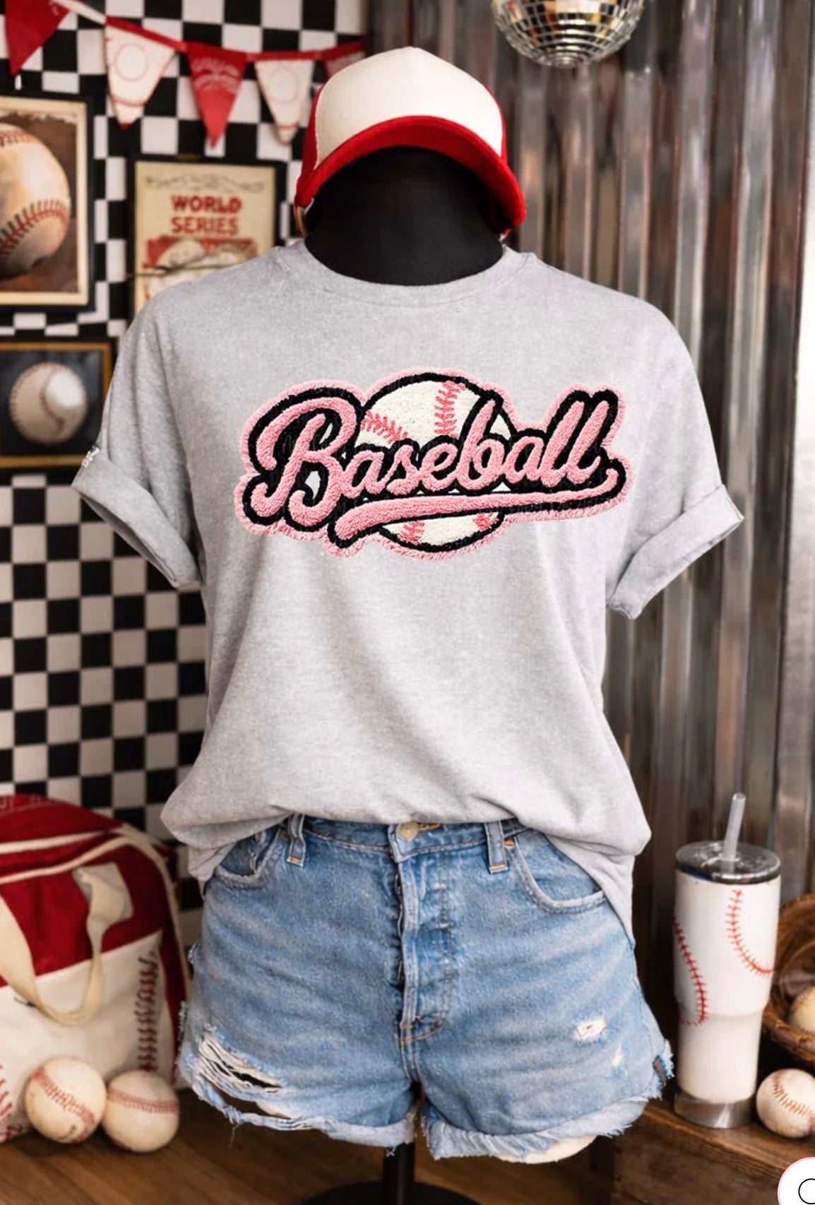 Pink Baseball Faux Yarn