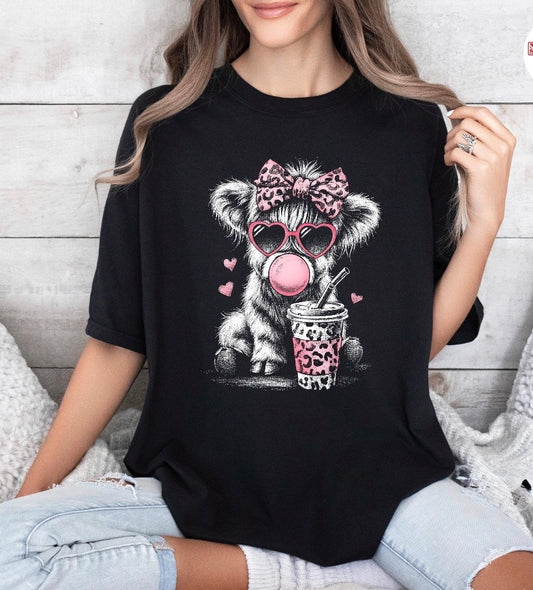 Pink Coffee Cow - Glitter Print