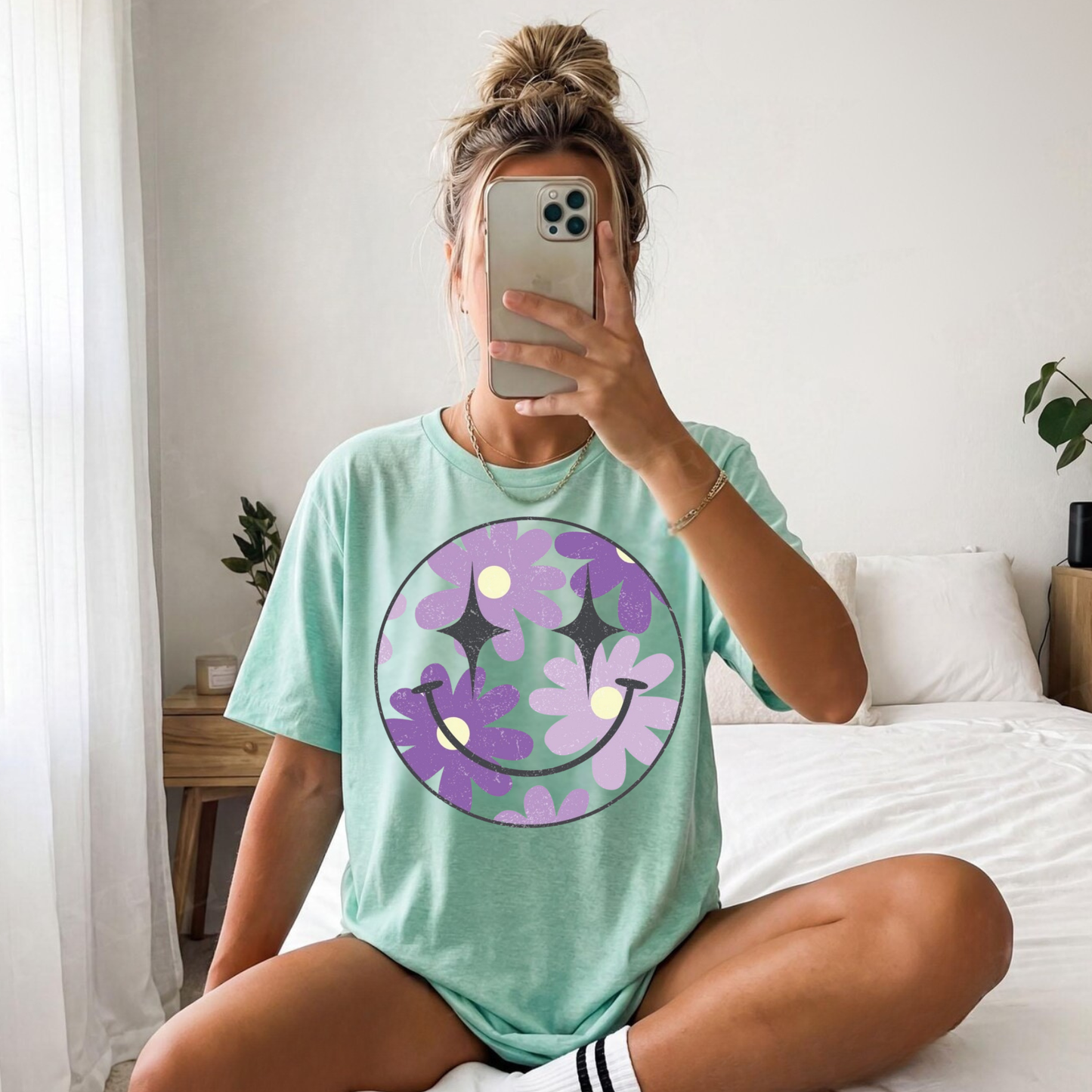 Purple Floral Smiley