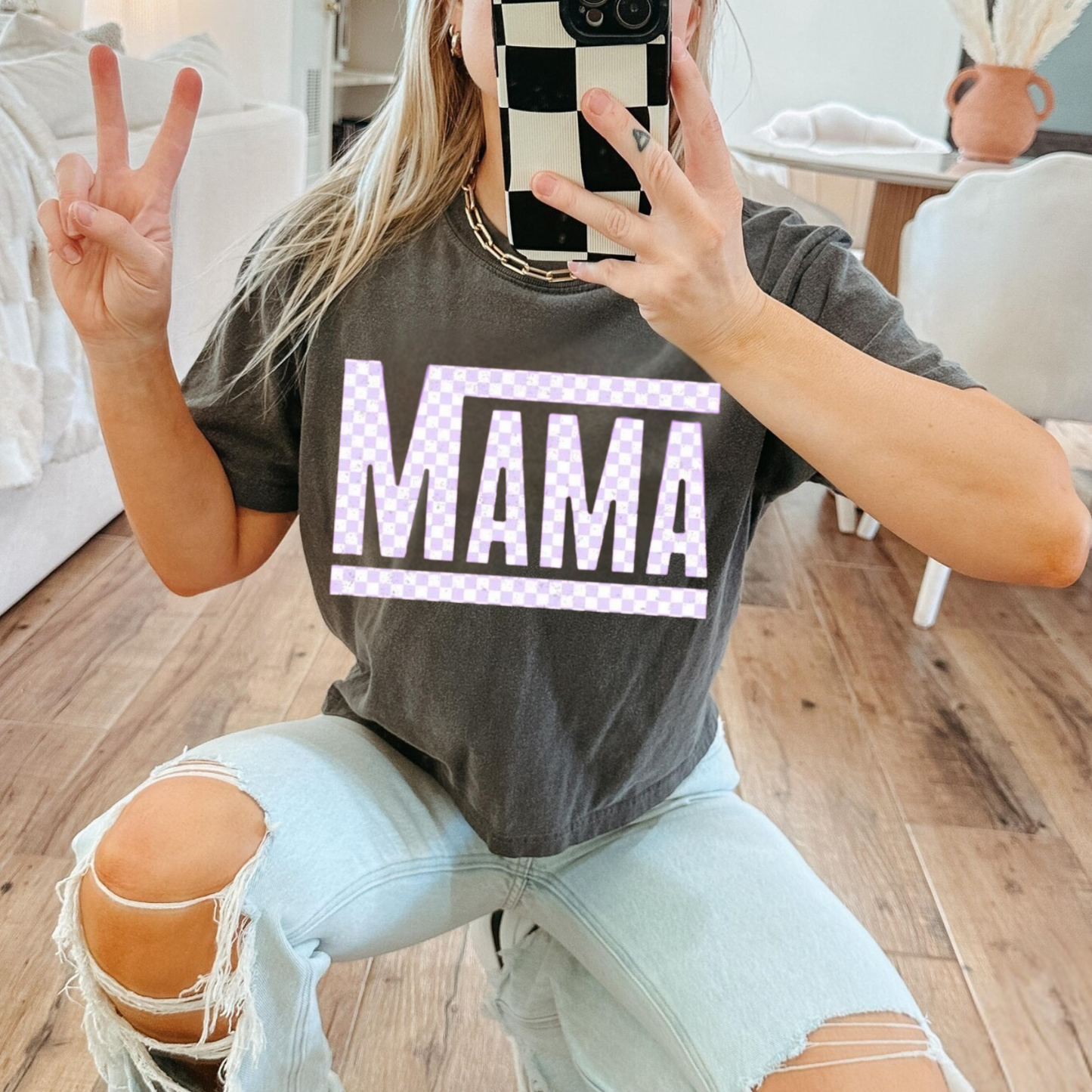 Purple Mama Checkered - Glitter Print