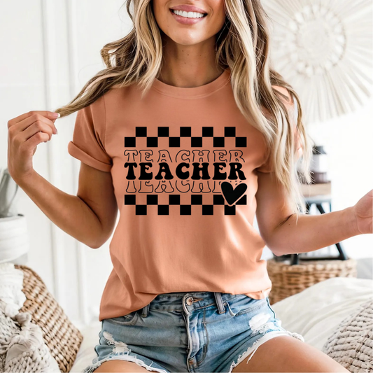 Teacher Checkered Heart
