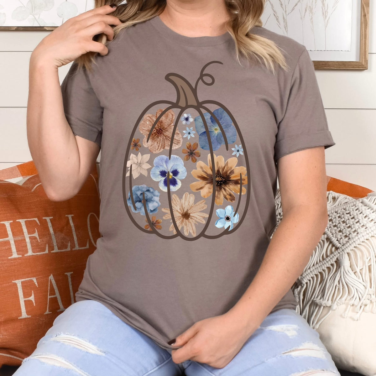 Watercolor Floral Pumpkin